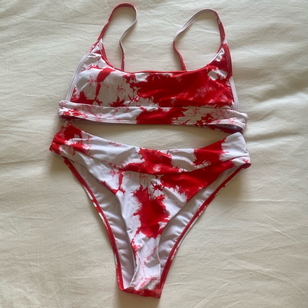 Shein Tie Dye Bikini Set Cami Top & High Leg Bottom 2 Piece Swimsuit - Picture 5 of 9